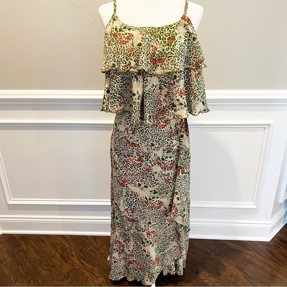 NEW Raga 2 Piece Set size S Kochi Leopard Print Tank and Wrap Skirt Green Pink